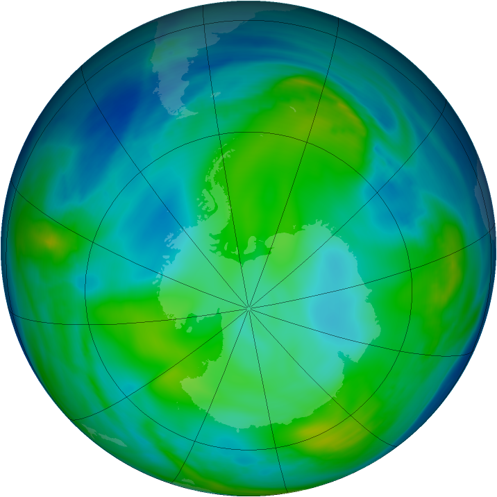 Antarctic ozone map for 24 June 2006